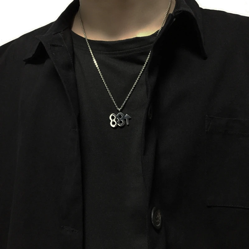 

POTCET Unisex Stainless Steel Digital Titanium Steel Necklace Pendant Clavicle Chain Geometric Fashion Hip Hop Party Jewelry