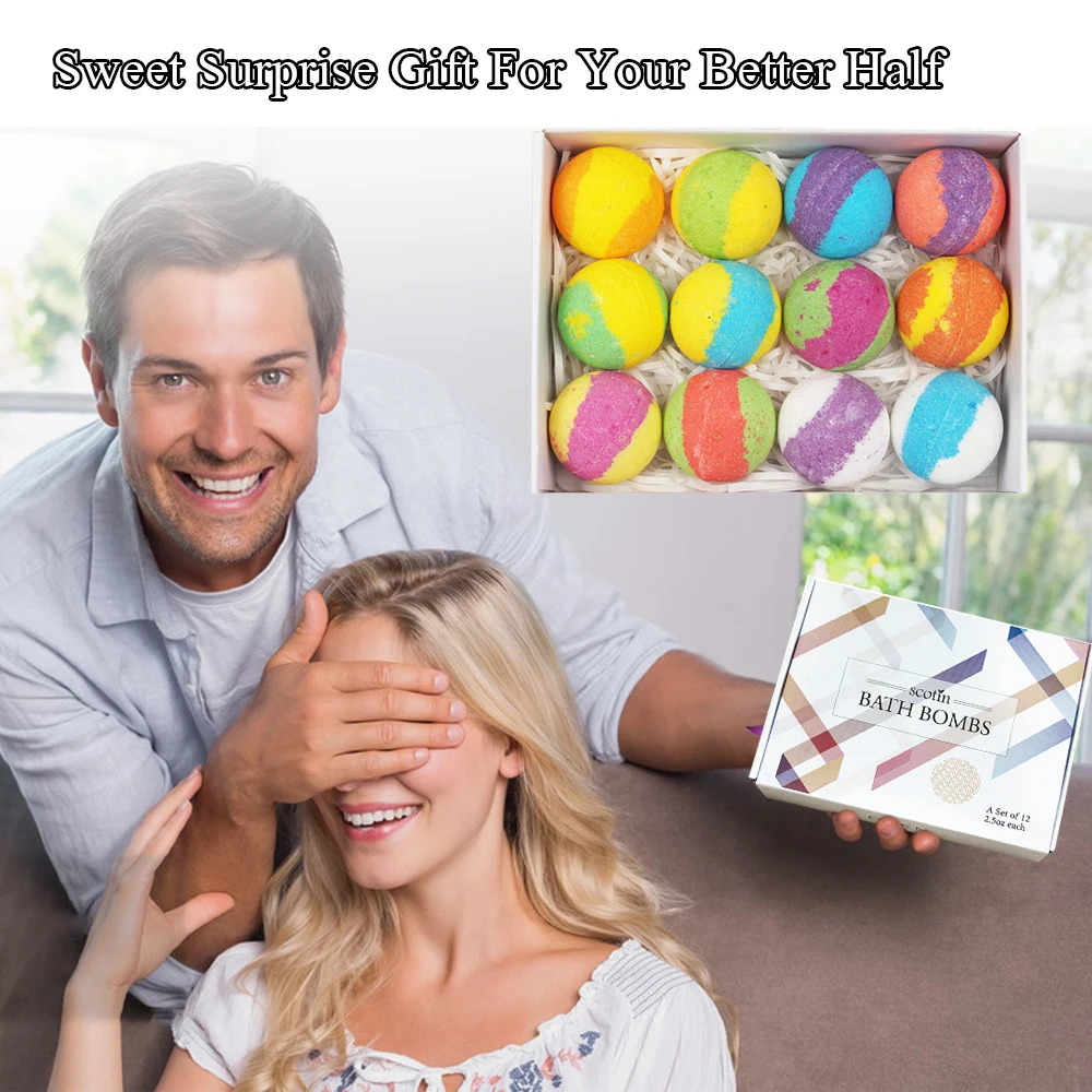 

12Pcs Spa Bath Bombs Natural Organic Bathbombs Balls Skin Whitening Ease Relax Stress Bubble Shower Moisturizing