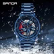 SANDA Car Wheel Watch Men Quartz Rotating Dial Waterproof Sport Steel Clock Creative Rim Hub Wheel Wristwatch Relgio masculino Other Image
