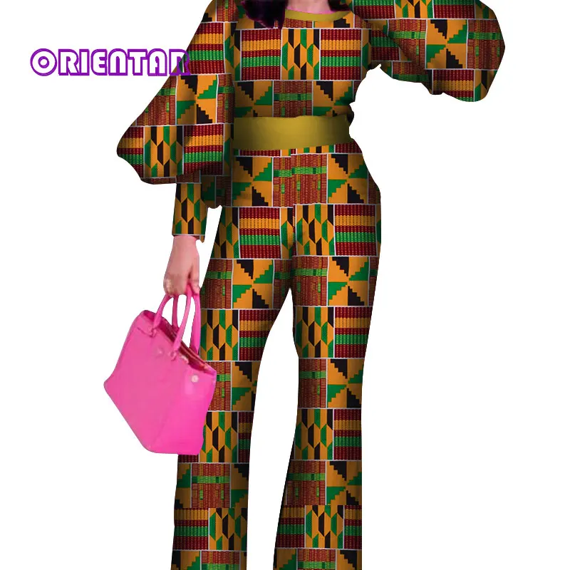 Комбинезоны Африканский Воск Принт одежда для женщин девушек с буффами на