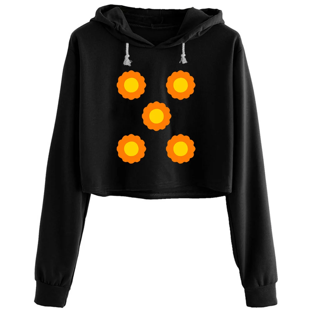 

Bib Flower Crop Hoodies Women Y2k Kawaii Goth Grunge Pullover For Girls