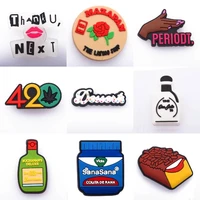 hot sell 1 pcs pvc croc shoe charms snacks tea bbq wine 420 decorations movie camera tape sandals accessories periodt photodom