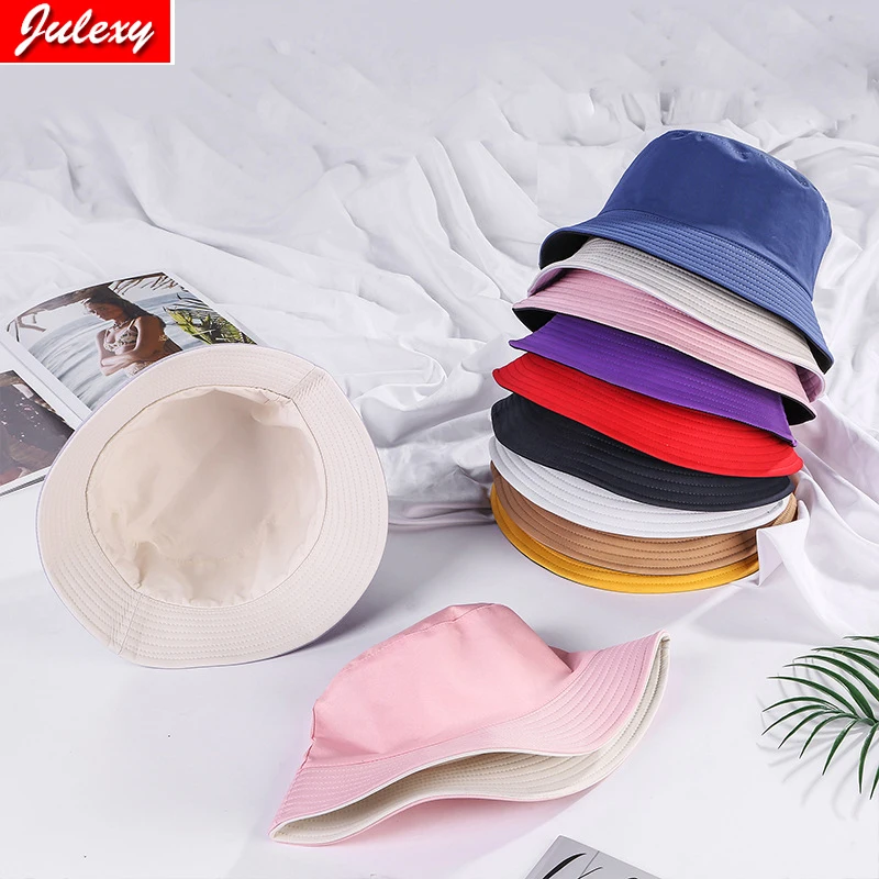 

Spring And Summer Pure Color Double-sided Fisherman Hat Men And Women Leisure Basin Hat Outdoor Travel Couple Sun Hat