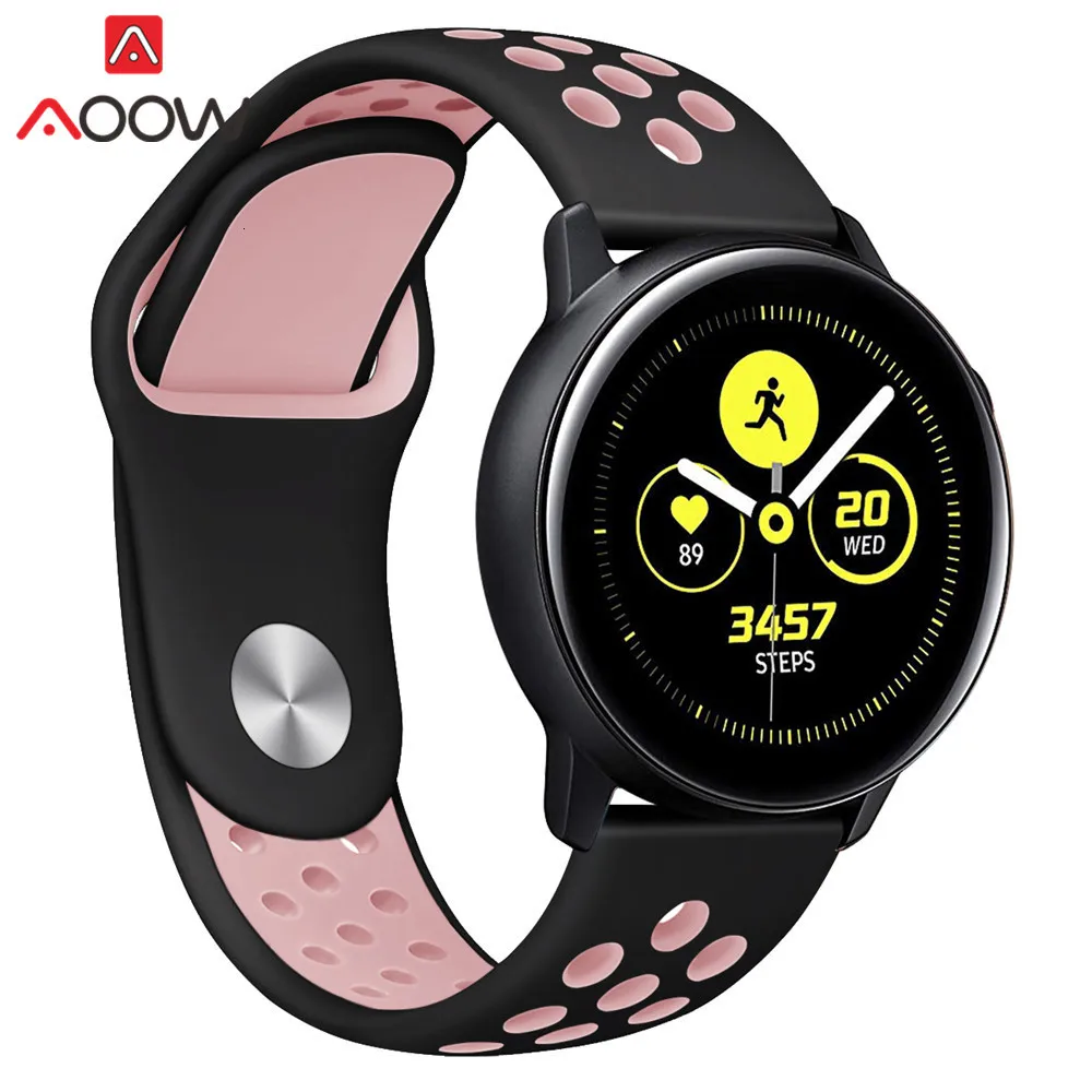20 мм силиконовый ремешок для часов samsung Galaxy Watch Active 42 мм gear S2 Amazfit bip дышащие отверстия резиновый браслет ремешок