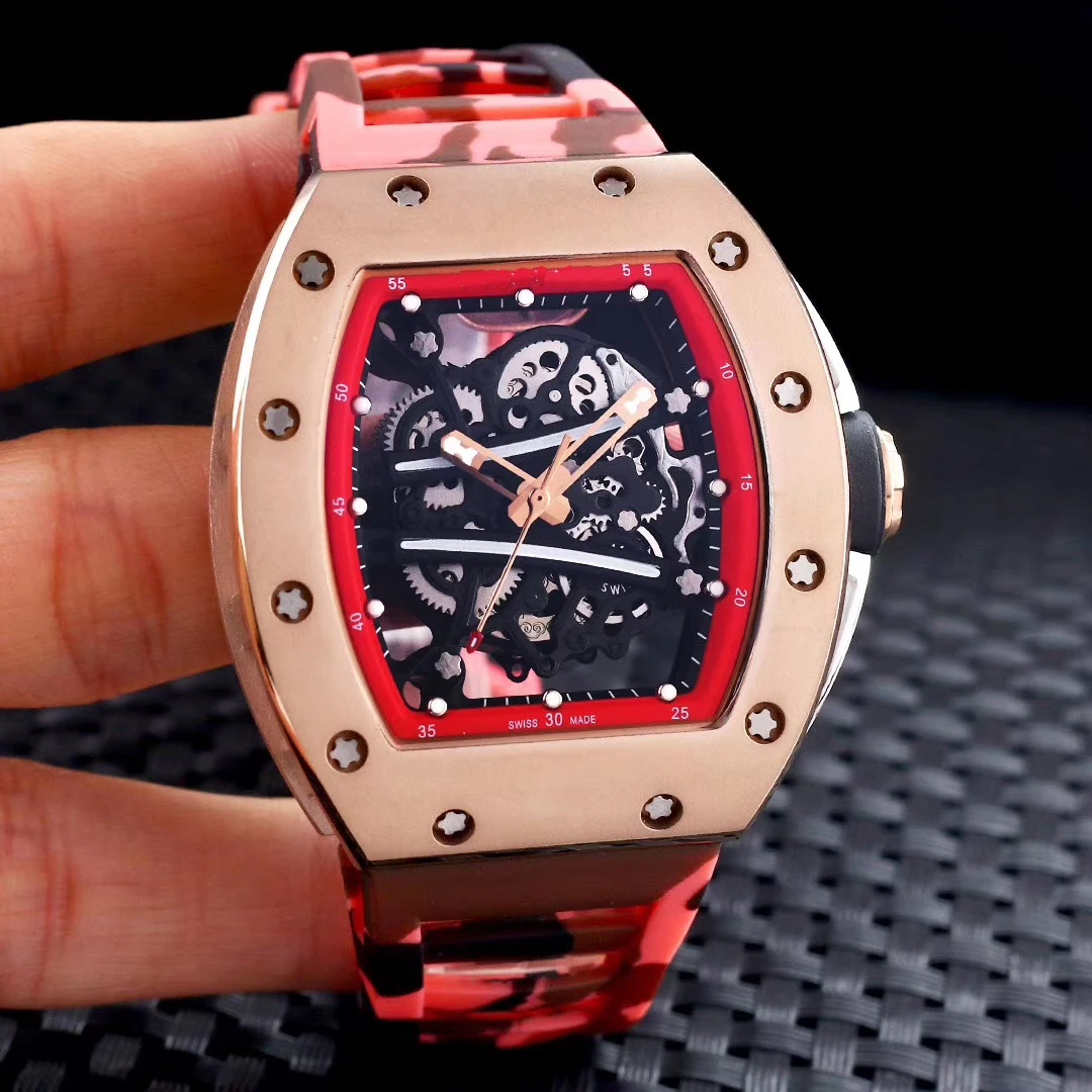 

Brand New Black Blue Rubber Men Watch Sapphire Automatic Mechanical Rose Gold YOHAN BLAKE Limited Stainless Steel TPT Skeleton