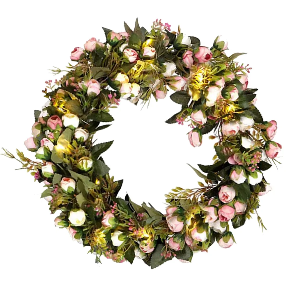 

Decorative Wedding Wreath Hanging Garland with Light Prop Wreath Adornment