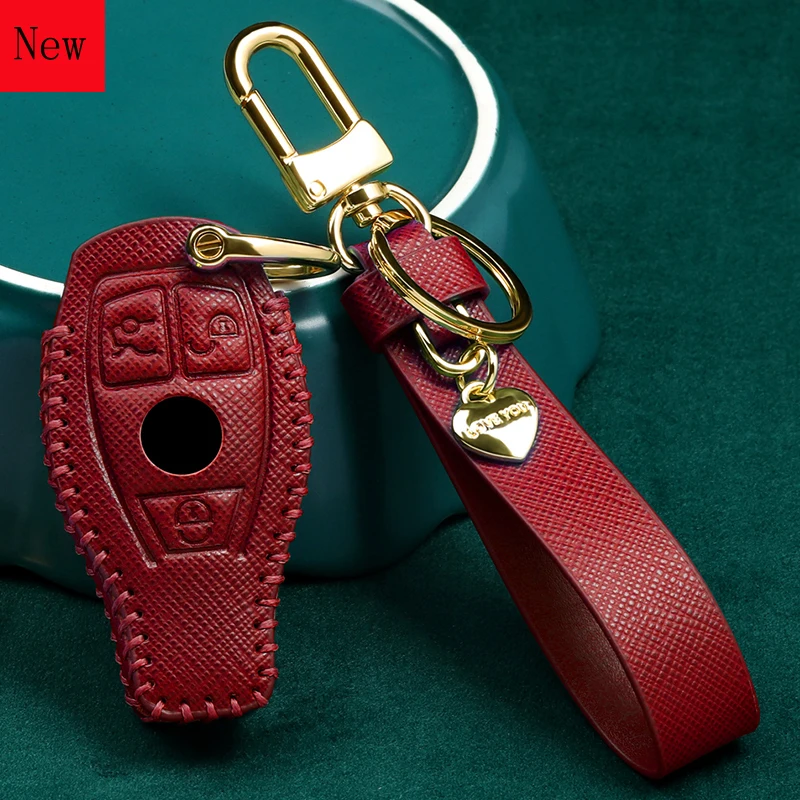 

High-Quality Leather Car Smart Key Case Cover for Mercedes-Benz E300l C260 GLC A200 GLA E-Class Car Accessories
