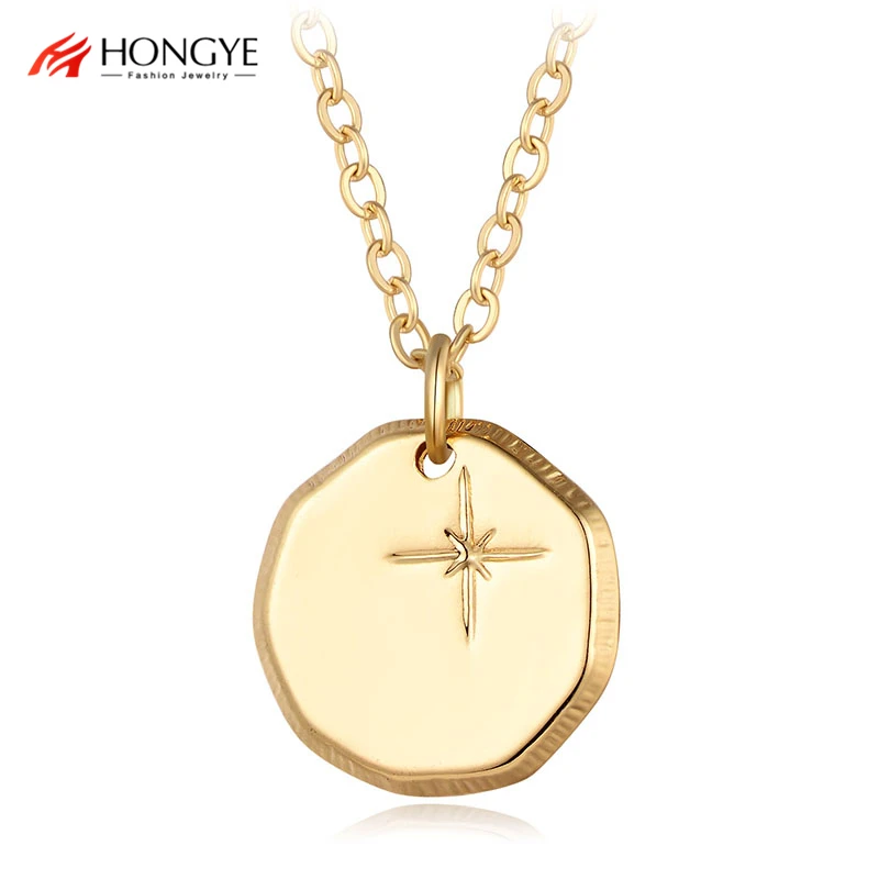 

New Ladies Simple Design Necklace Smooth Alloy Irregular Round Pendant Delicate Special Star Beauty 2020 Collar