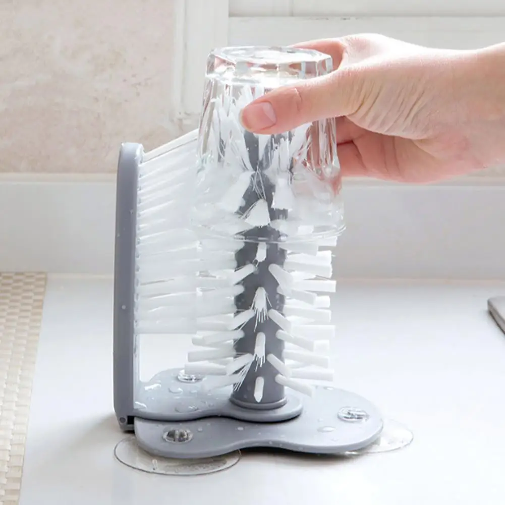

Cup Pot Glass Cleaning Brush Suction Cup Basin Sink Wall Mount Kitchen Tool