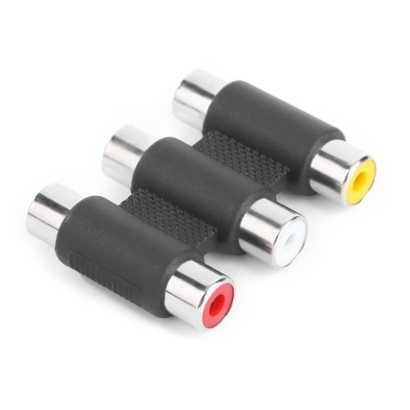 

3 RCA Jacks Coupler Female to Female RCA Connector Composite Video Cable Extension Adapter