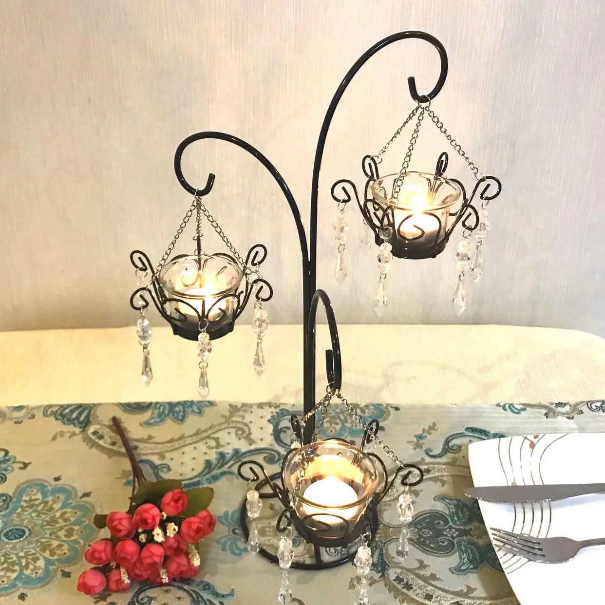 Скандинавский Железный геометрический подсвечник металлический романтический