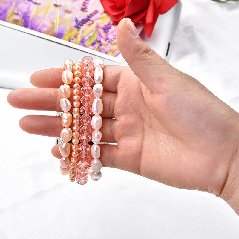 Bracelet watchband for Apple Watch 5 44mm 40mm iwatch 4 3 Band 42mm 38mm Girl Cute Handmade Fashion crystal Elastic pearl Strap