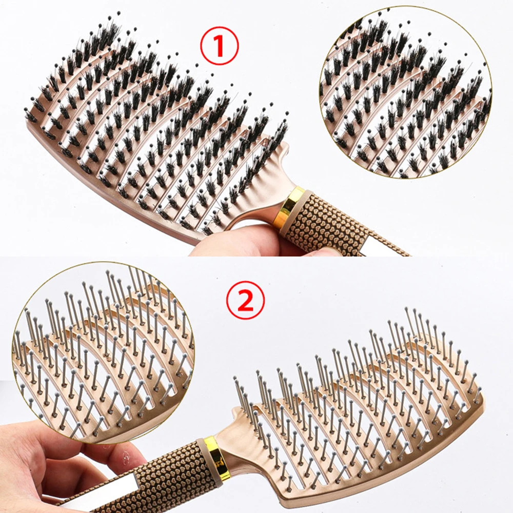 

BANFI Bristles Detangle Hairbrush Women Massage Comb Professional Anti Static Hair Brush Hairdresser Hairdressing Tools