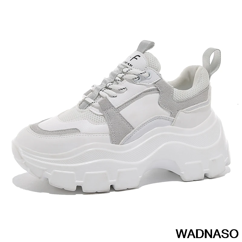 

Women Chunky Sneakers Vulcanize Shoes Korean Fashion New Female Black White Platform Thick Sole Running Casual Shoe Woman 7cm