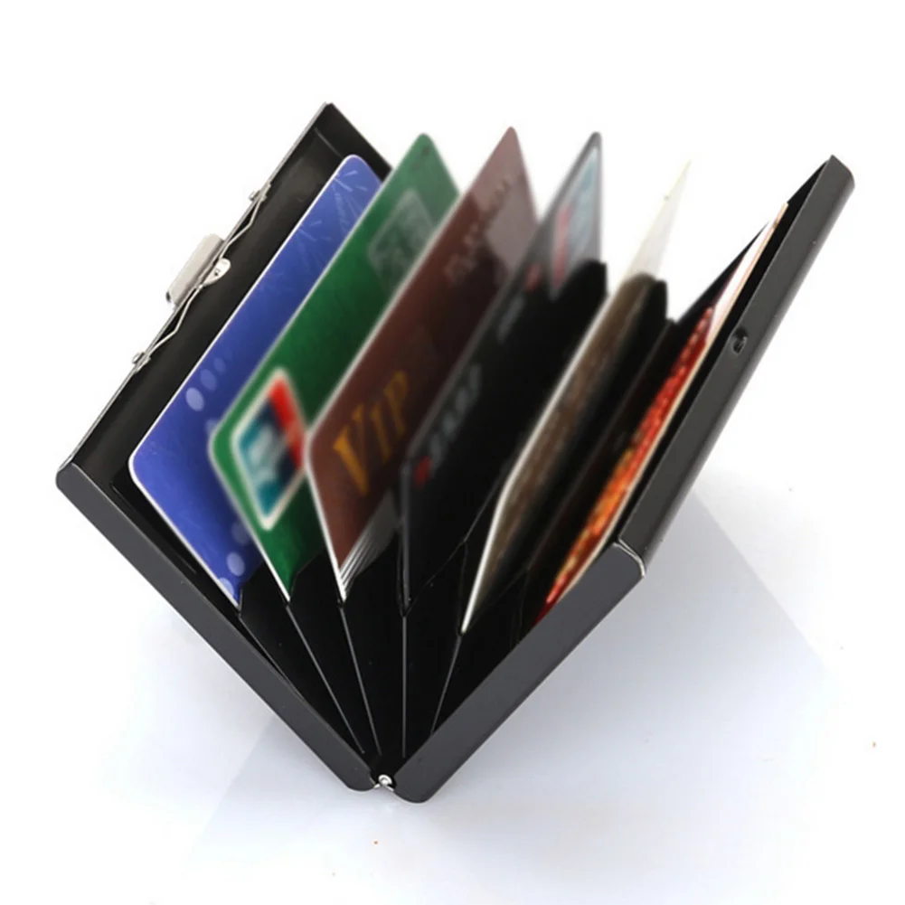 

Anti-theft Card Holder Multifunction Slim Wallet Black Women Men Case Stainless Steel Protector Gift Business Travel