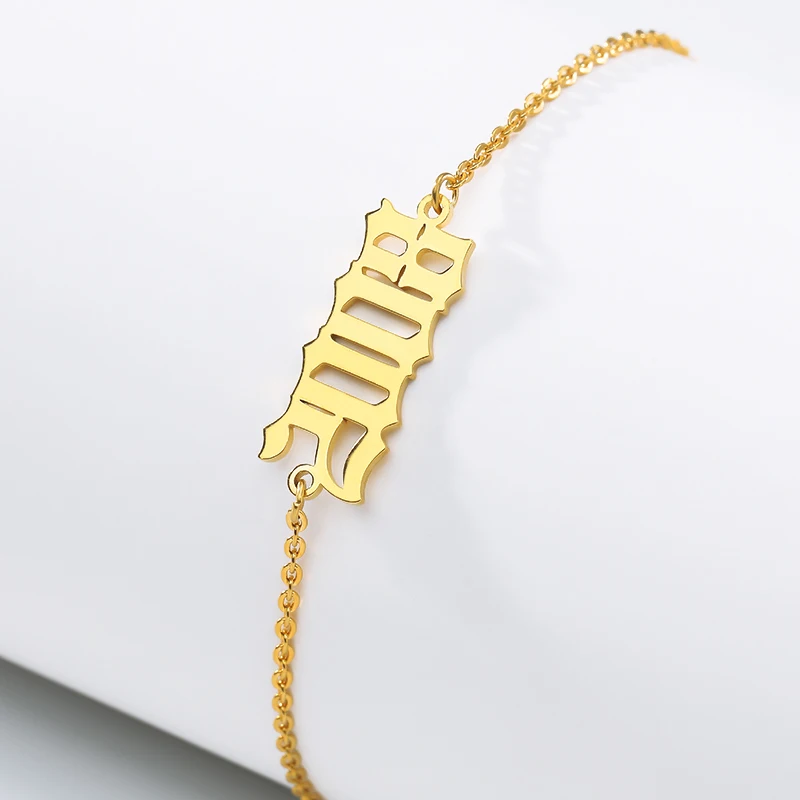 Stainless Steel Old Englih Bracelet Jewelry Number Year 1995 1999 1996 Men Maxi Colar | Украшения и аксессуары