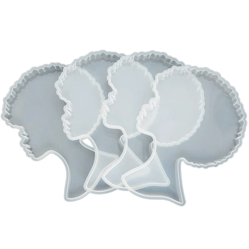 

4PCS Tray Resin Mold, Female Silicone Resin Mold, Woman Head Tray Mold for DIY Coaster Tray, Agate Tray, Serving Board