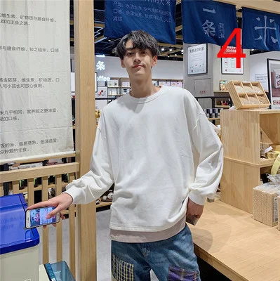 

2019 Long Sleeve T-shirt Men's Loose Casual Bottoming Shirt Trendy Clothes