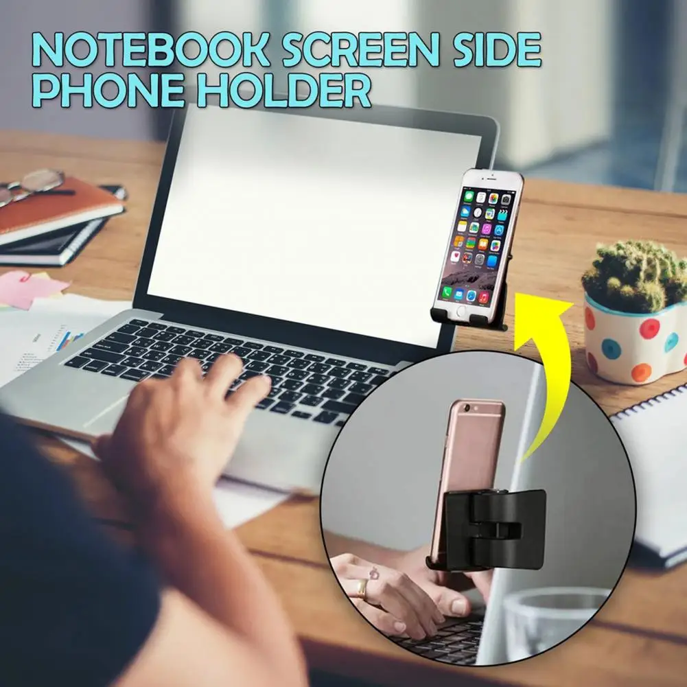 

Dual Monitor Display Clip Phone Bracket Support Laptop Side Mount Stand Holder