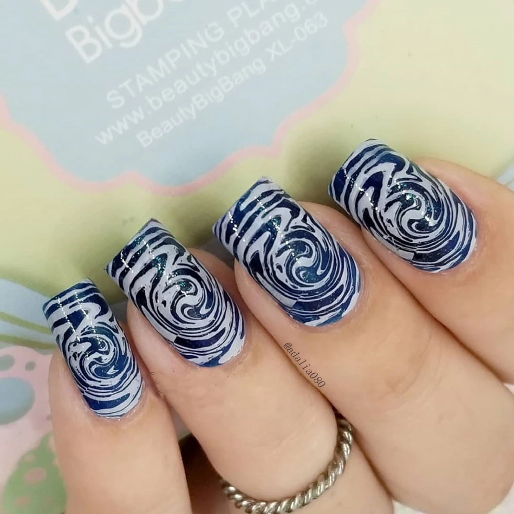 

NEW Designs DIY Rectangle Nail Stamping Plate Water Marble DIY Nail Art Image Template Manicure Stencils Manicure Nail Art Tools