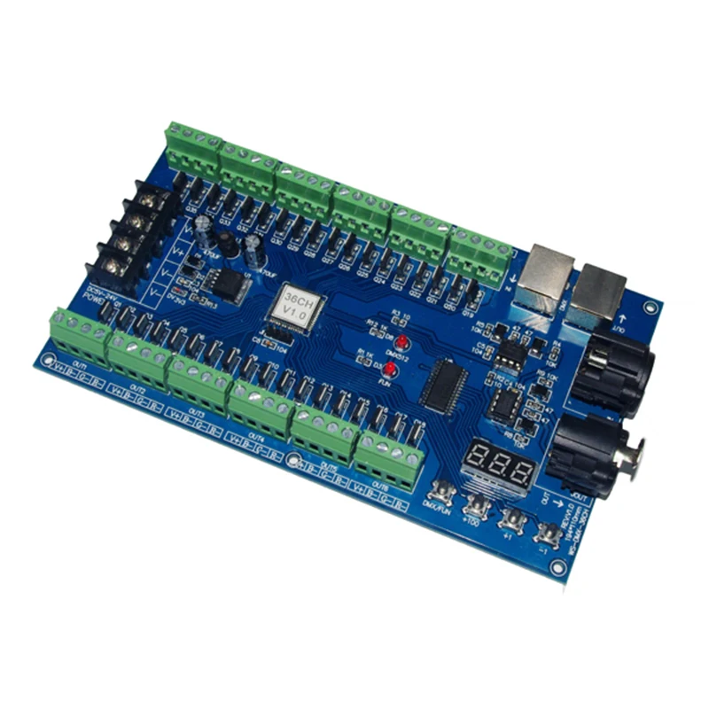 36CH led DMX512 декодер DC5V-36V 36-канальный 12 групп DMX XRL 3P контроллер 36A (5в-24в) 25А (25в-36в) |