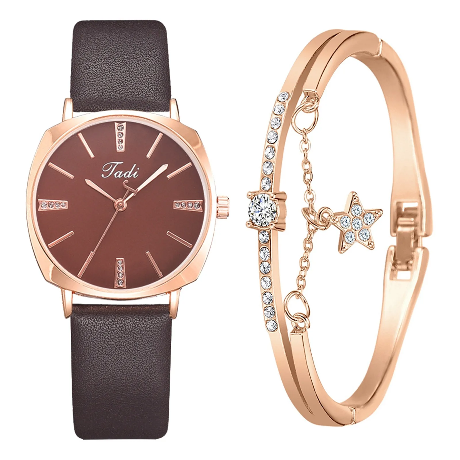

Exquisite Bracelet Watch Set For Women Luxury Watches Ladies Casual Leather Band Quartz Wristwatch Female Clock Zegarek Damski