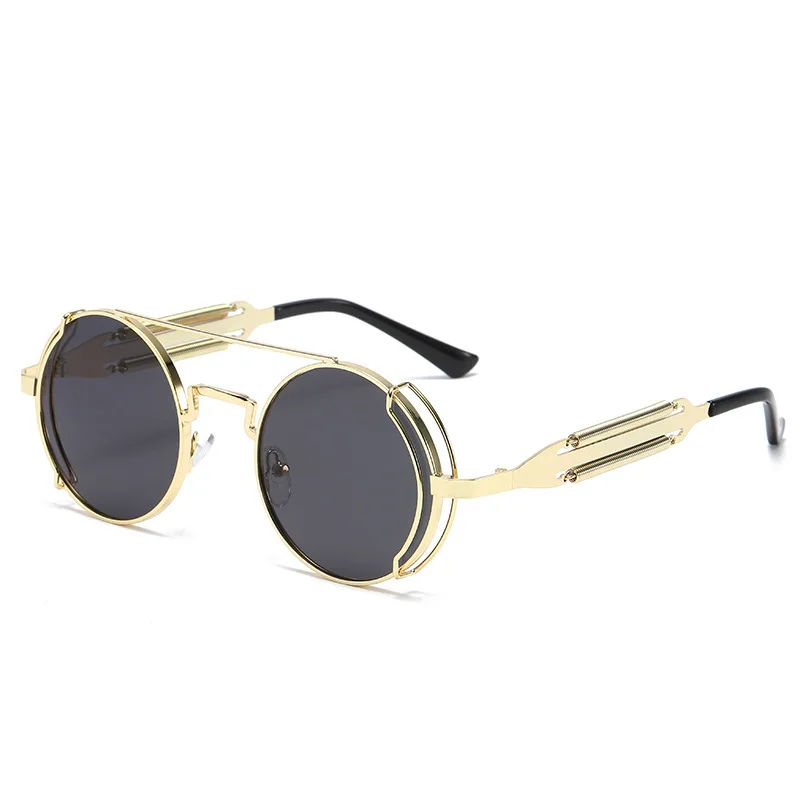 

BAC CLA New Red Metal Round Sunglasses Gothic Steampunk Sunglasses Mens Womens Fashion Retro Vintage Shield Eyewear Shades