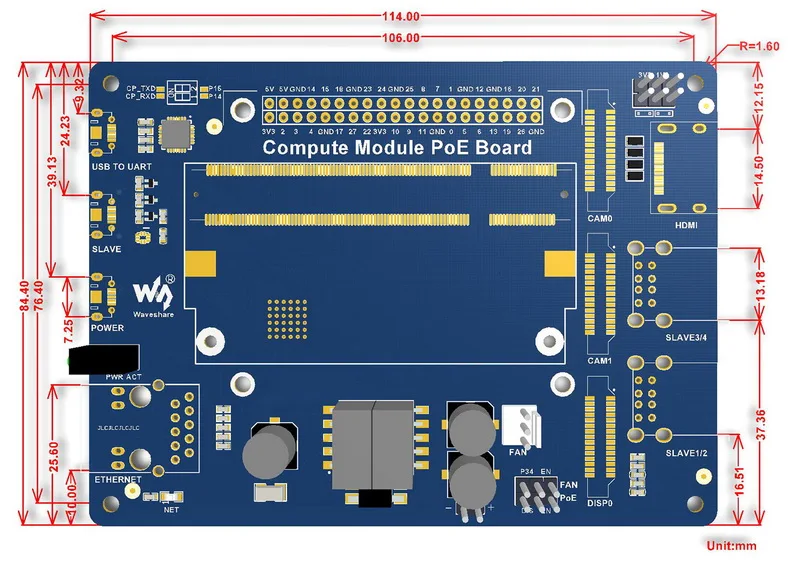 Компьютерный модуль io Плата с функцией poe, для raspberry pi cm3/cm3l/cm3 plus/cm3 plus lite
