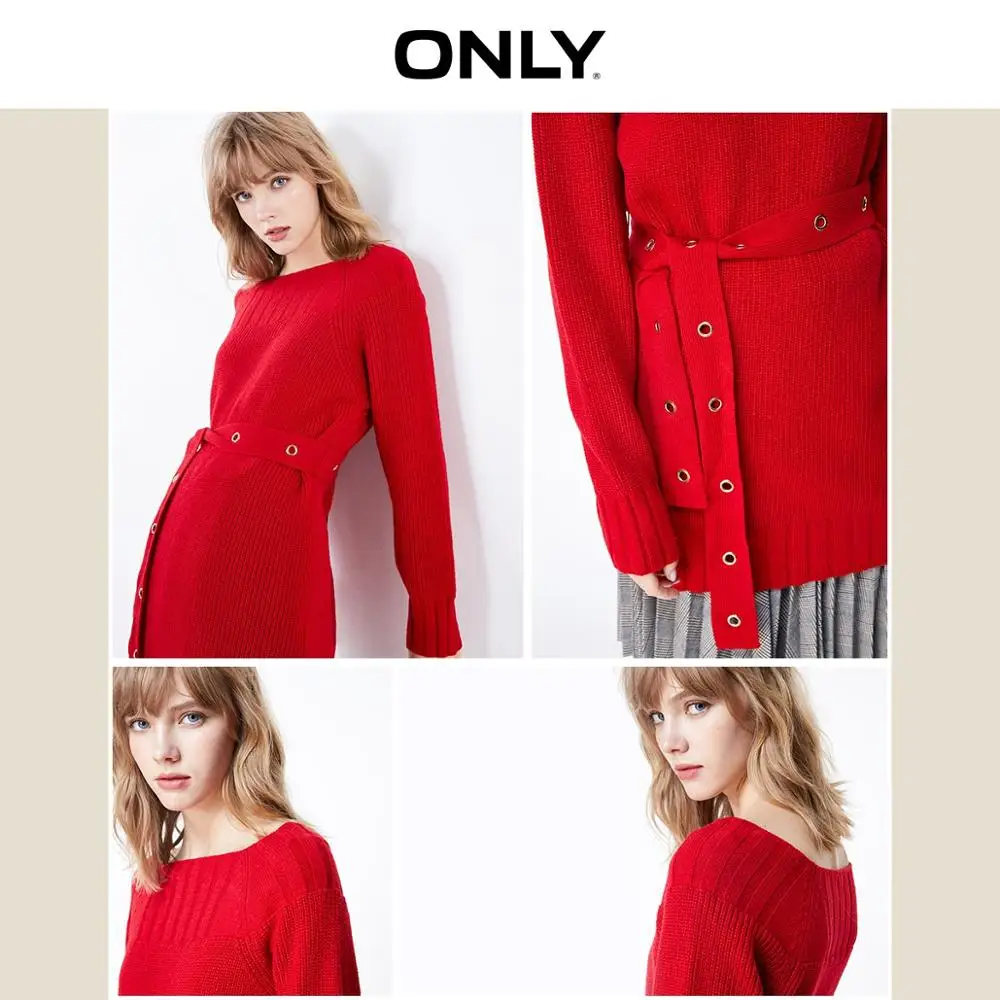 ONLY Autumn Winter Women's Loose Fit Cinched Waist Knit Dress | 119346523
