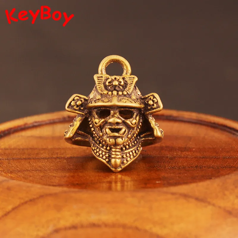 Retro Brass Japanese Samurai Helmet Mask Key Chain Pendant Copper Lanyard Multifunction Keyring Necklace DIY Accessories | Украшения и