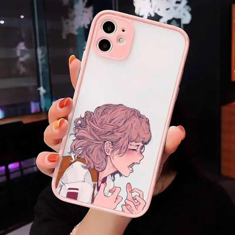 

Sad girl Phone Cases matte transparent For Pink iPhone 7 8 x xs xr 11 12 pro plus max mini Clear Funda