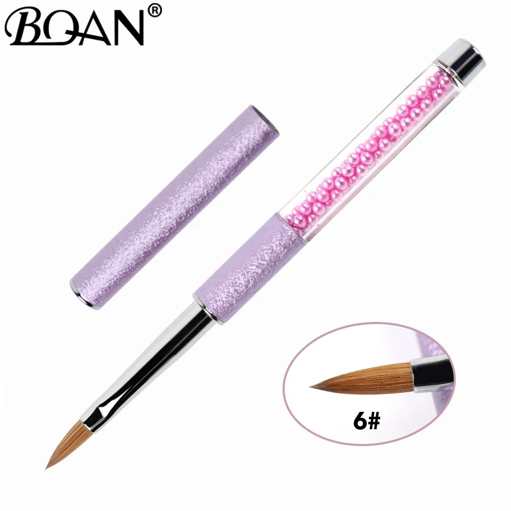 purple size 6 BQAN 1 шт.#8#10#12#14#16#18#20 колинский Соболь акрил#10 кисть для дизайна ногтей УФ-гель Кисть-ручка для резьбы жидкий порошок DIY Рисунок ногтей - Color: purple size 6