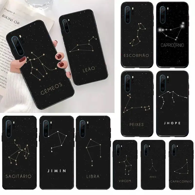 

12 constellations zodiac signs Star Phone Case For Huawei honor Mate 10 20 30 40 i 9 8 pro x Lite P smart 2019 Y5 2018 nova 5t