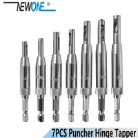 7pcsset power tool core drill bit set hole puncher hinge tapper for doors self center woodworking tools milling cutter