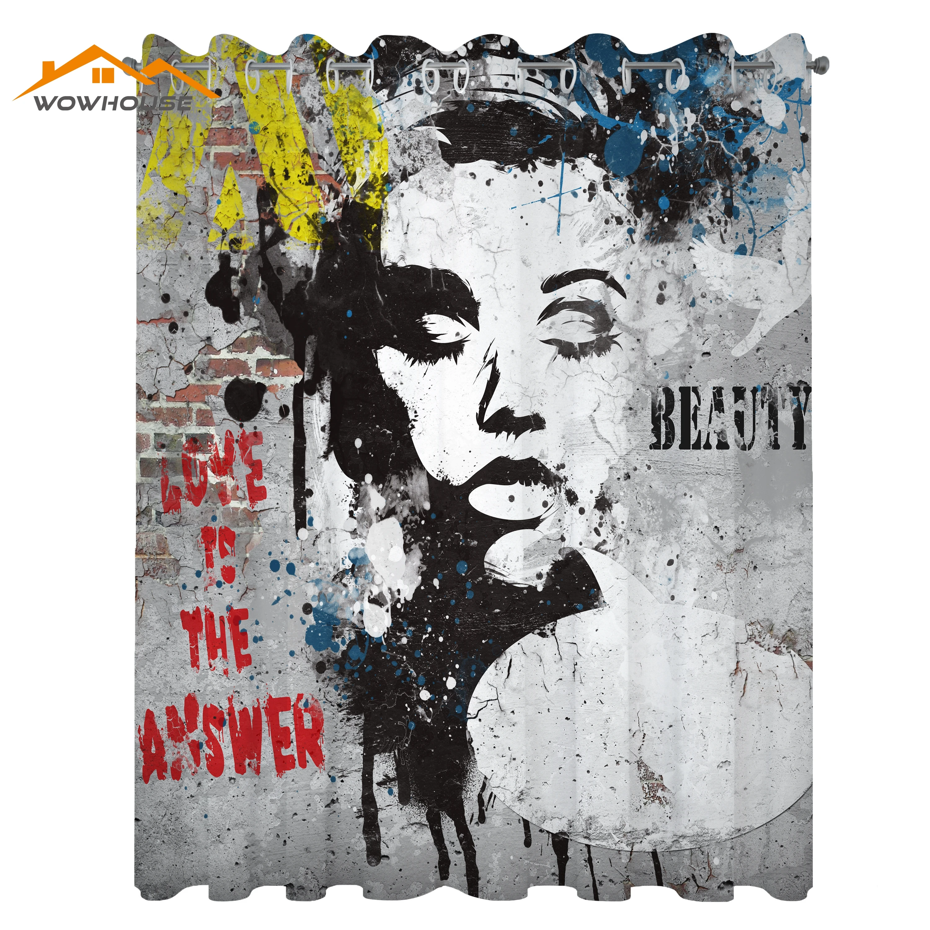 Оконные шторы с граффити современная и гранж занавеска на стену девушкой
