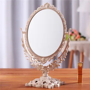 Desktop Makeup Mirror European-style Mirror Double Sided Backlit Dormitory Makeup Mirrors Beauty Too