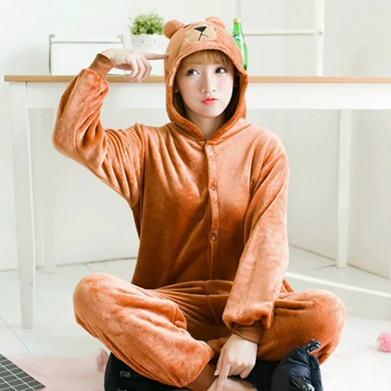 Кигуруми медведь милые с рисунками животных Комбинезон длинными рукавами