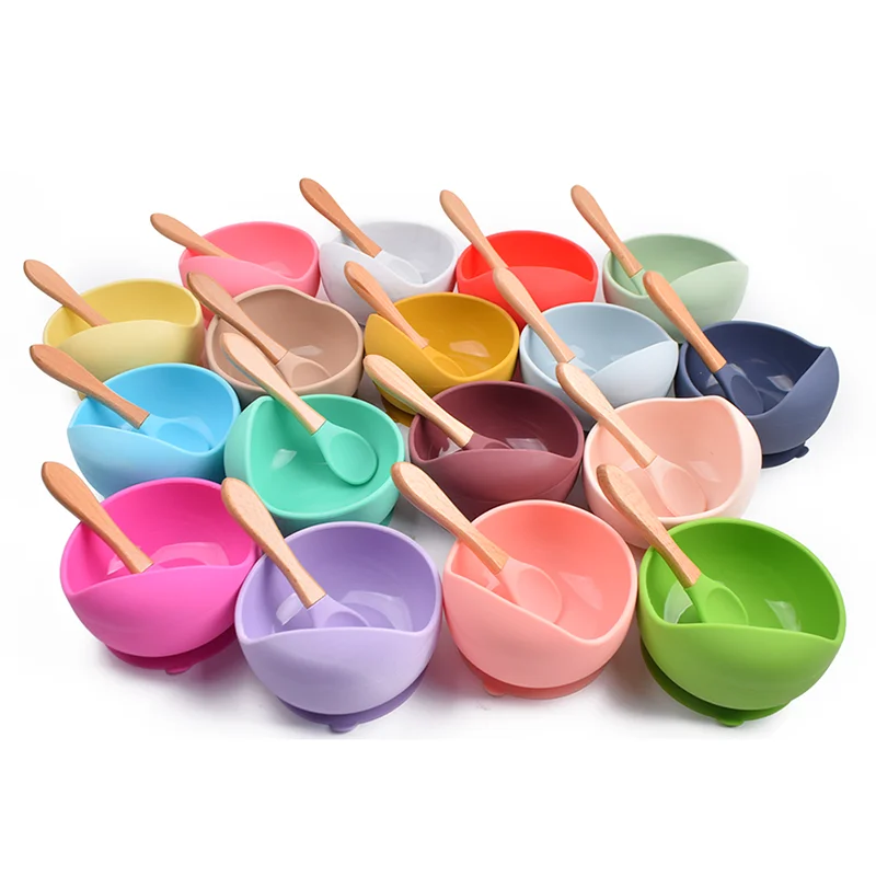 

3Pcs/Set Baby 2021 NEW Silicone Tableware Child Bibs Dinner Plate Bowl Spoon BPA Free Infant Waterproof Feeding Learning Dishes