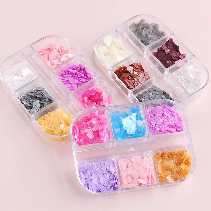 

6 Color Pearlescent translucent flakes Sequins Glitters Nail Art Decorations