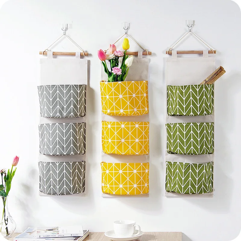 3 Pockets Wall Hanging Home Storage Bag Holder Wardrobe Sundries Container Door Pouch Decor Cosmetic Toys Organizer | Дом и сад