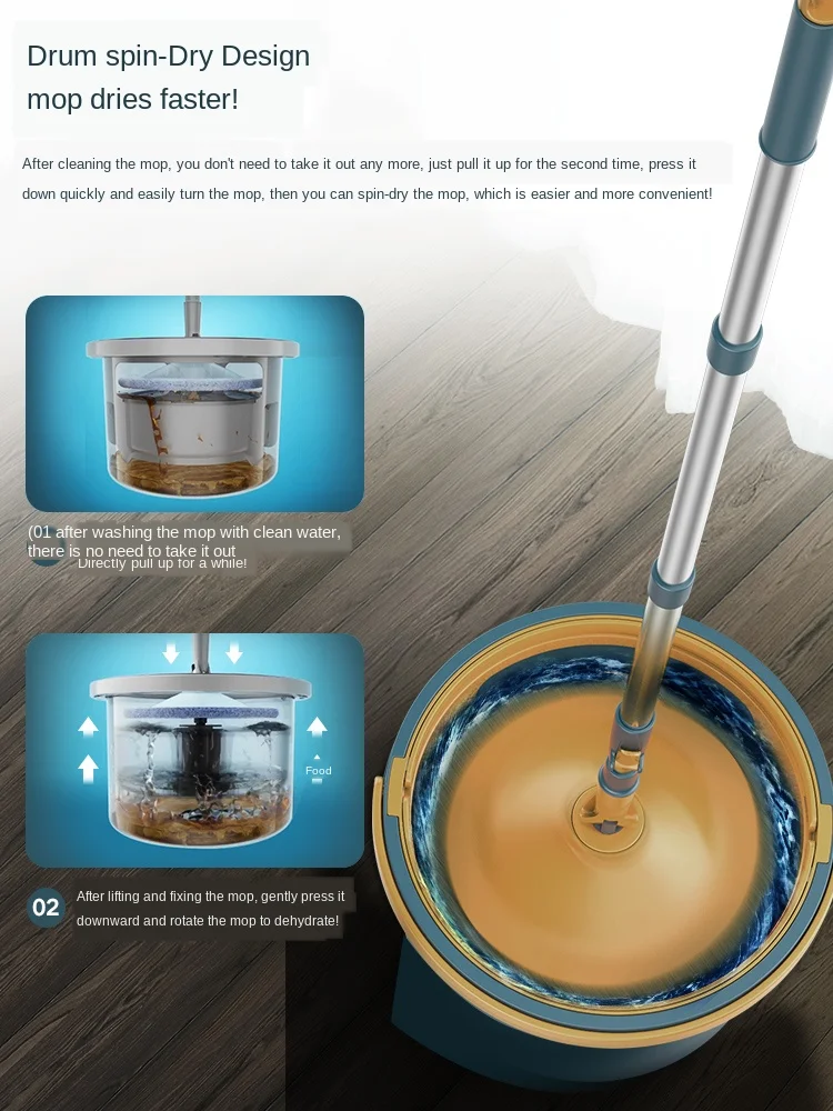 

High-fiber flannel cleaning and separation hand-washing free mop scientific storage does not occupy space household one-mop clea
