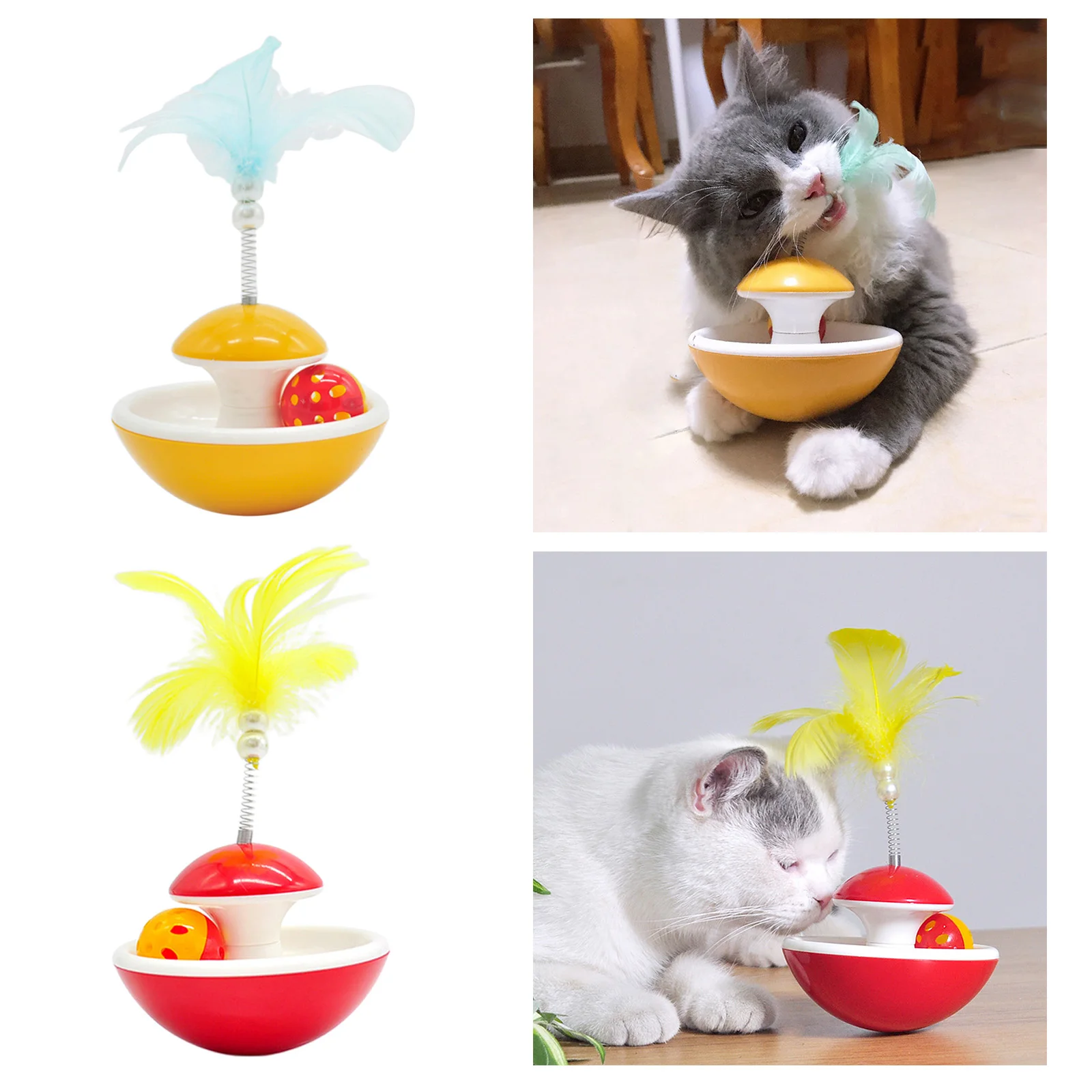 

Cat Teaser Toys with Bell Feather Wand Exerciser Ball Pet Supplies Chasing