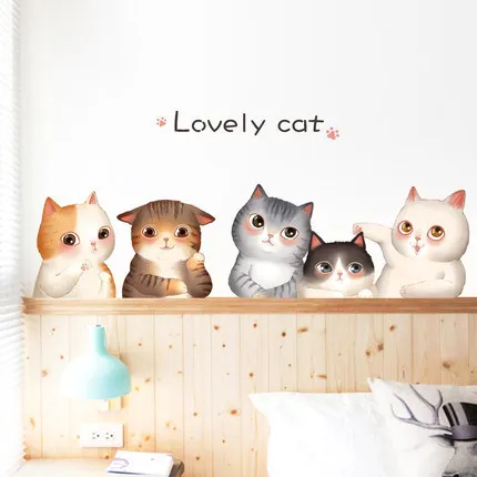 

Cat Wall Stickers Creative Wall Decoration PVC Posters Decals Bedroom Room Bedside Warm Self-Adhesive Large Wallpapers