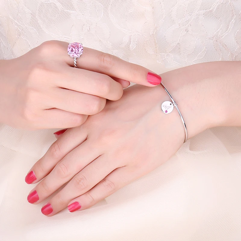 JewelryPalace, персонализированный алфавит, начальная буква А, 925 пробы, серебряный, висячий, шарм, манжета, браслет для женщин, новинка