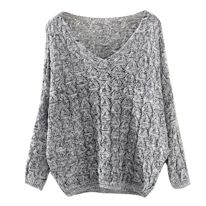 Casual Oversized Women Sweater Autumn 2019 Hollow Out Batwing Long Sleeve Loose Pullover Winter Knitted Sweaters Ladies Jumper | Женская