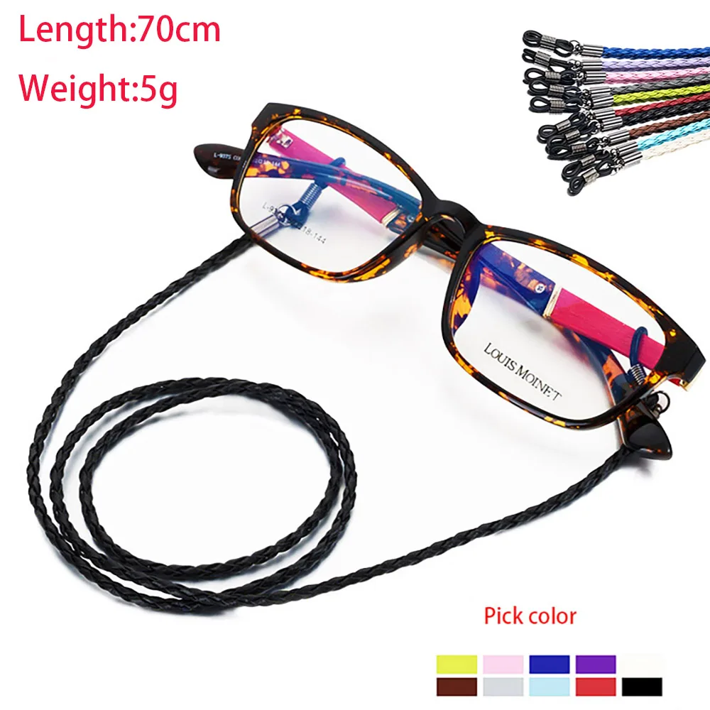 

2pcs Fashion PU Twist Rope Leather Glasses Chain Outdoor Sports Non-slip Sunglasses Accessories Lanyard New Jewelry for Women