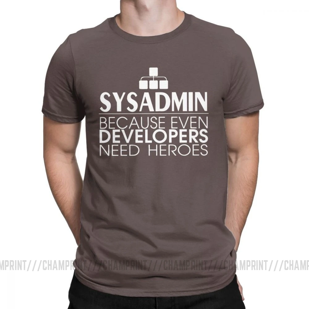 Мужские футболки, хлопковые футболки с героями Sysadmin, Linux, Sysadmin Unix, Debian Ubuntu Administrator, футболка, одежда, идея подарка - Цвет: Коричневый