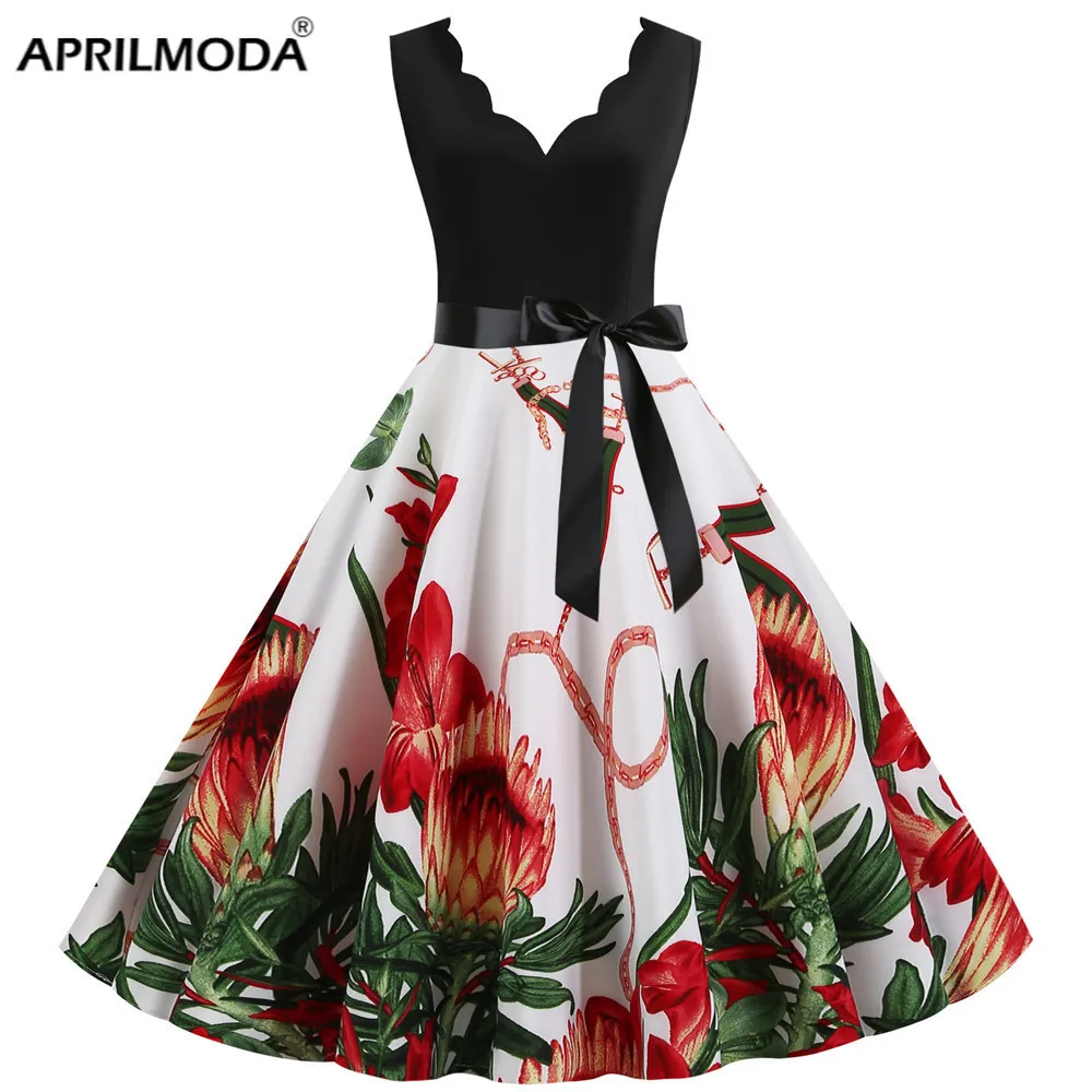 Летние женские Платья с цветочным принтом бархатное платье без рукавов черные