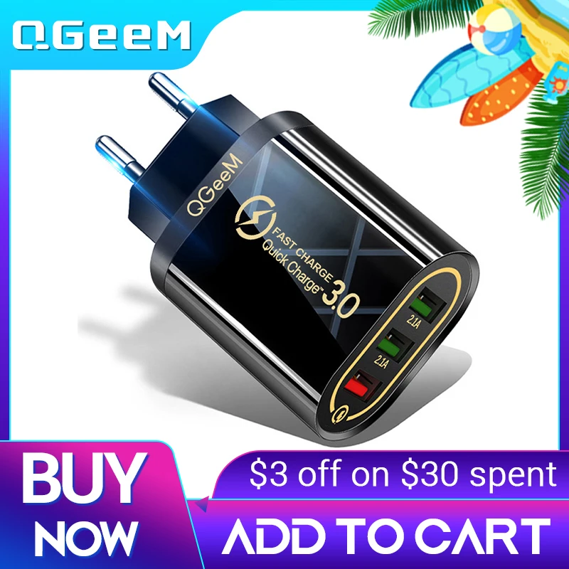 QGEEM Quick Charge 3 0 USB зарядное устройство для iPhone быстрое Xiaomi QC портативное телефона