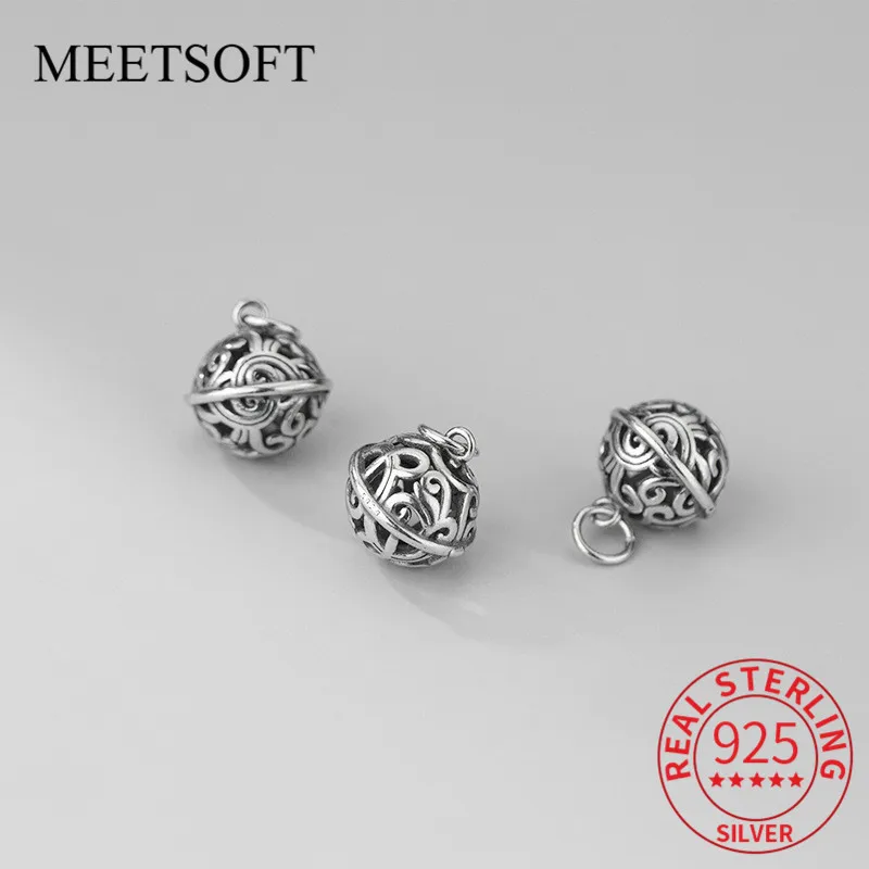 MEETSOFT Классический 12 16 мм 925 стерлингового серебра полые колокольчики Подвески